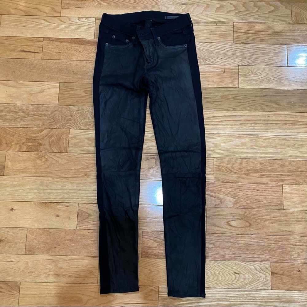 Rag & Bone Hyde Suede Leafer Skinny Jean 25 Black